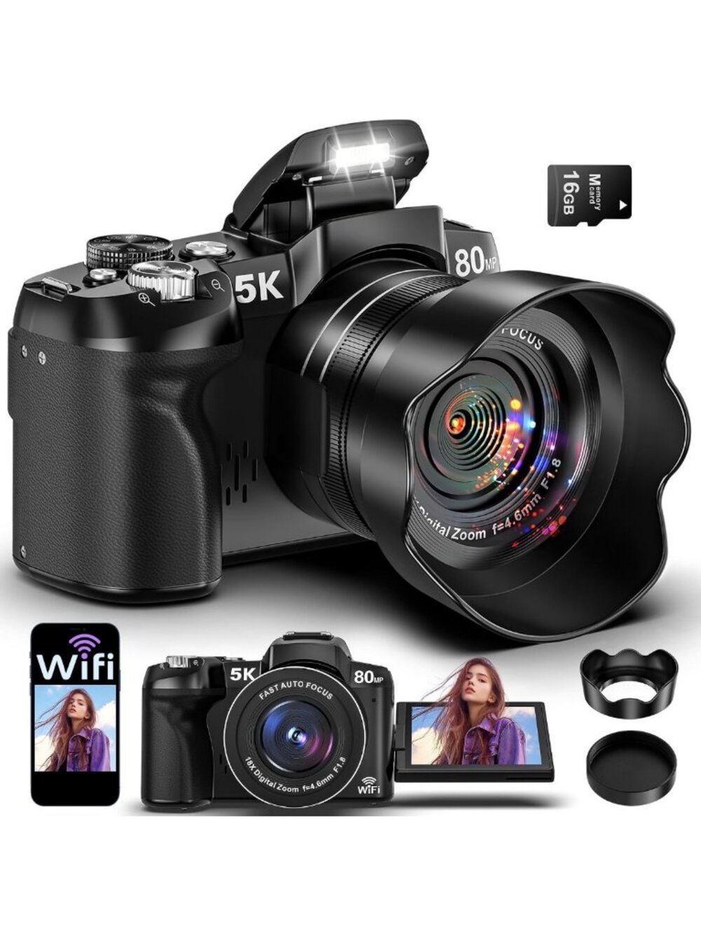 80MP WiFi Digital Camera for Photography & Vlogging | UHD Autofocus, 5K Quality